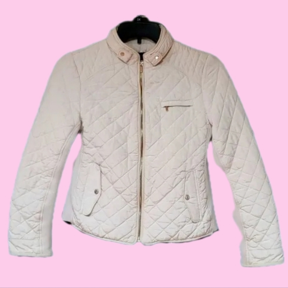 ZARA Woman Diamond Quilted Equestrian Riding Rider Style Coat Jacket size L